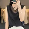 Camisole de cetim com decote V, best-seller de verão, estilo coreano, regata de renda elegante e delicada, top feminino sem mangas para usar sob um blazer