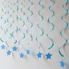 Novo Pingente Espiral Estrela de Cinco Pontas Recortada Azul Noturno Cena de Festa de Aniversário Celebração de Aniversário Decoração de Banquete de Aniversário