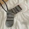 Calcetines retro estilo Miu, de punto fino, a media pantorrilla, de canalé doble, para otoño/invierno, en una gama de colores apagados, a rayas estilo coreano, sin costuras y con diseño de volantes, para mujer