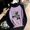 Tiro de verdade! Tiro de verdade! Suéter pullover jacquard patchwork de pônei de desenho animado, bloco de cores, raglan, gola semifechada, Outono/Inverno 2026