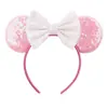 Tiara de Laço com Lantejoulas para Adultos e Crianças Grampo de Cabelo Acessório de Cabelo Desenho Animado Minnie Adereço de Cabeça para Festa Styling Feito à Mão