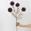 Cores Retrô de Outono Crisântemo de Bola Flor Artificial Haste Única Bola de Cardo Dente-de-leão Decoração de Arranjo de Flores para Casa Sala de Estar Decoração de Casamento Transfronteiriço