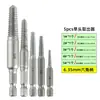 Extractor de tornillos con mango hexagonal para tornillos rotos, juego de herramientas de extracción rápida de 60 piezas con tapa negra