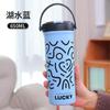 Nuevo Lindo Vaso Termo de Acero Inoxidable, Vaso Portátil con Pajita para Exteriores, Vaso para Coche, Vaso para Coche, Logotipo de Regalo con Letras Impresas