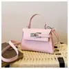 2026 Nuevo Bolso Mini Kelly con Patrón de Cocodrilo Azul Claro para Mujer, Bolso de Mano de Lujo Ligero, Bolso Cuadrado Pequeño con Correa Ancha para el Hombro, Bolso Cruzado de un Solo Hombro