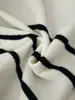 Fábrica de Origen Transfronteriza Cárdigan de Punto Rayado Simple Europeo y Americano para Mujer Cuello Redondo Bolsillo Botones de un Solo Botón Abrigo Suéter
