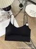 Nueva Elegante Camisola Versátil Sexy de Tirantes Cruzados Espalda Descubierta Copas de Látex Sin Costuras Hielo de Seda Versátil Ropa Exterior para Mujer