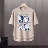 Camiseta de manga curta masculina Moda Marca Verão Manga Solta de Cinco Pontos 2024 Nova Internet Trendy Ins Simples Top Impresso