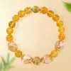 Pulsera de Ágata Roja y Cristal Amarillo para Mujer, Estilo Nicho de Lujo Ligero, Nuevo Modelo 2025 Pulsera de Bolas