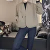 Jaqueta Casual Estilo Coreano Primavera e Outono Nova Moda de Alto Padrão Temperamento Elegante Botão Único Gola V Solta Versátil Jaqueta Corta-vento
