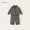 Bangxuan Huzhou Zhili Ropa Infantil Conjunto para Niños 2026 Otoño Sudadera de Punto Pantalones Jogger Rayados Conjunto de Dos Piezas para Niños