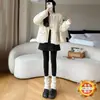Leggings de lã e seda de cintura alta para outono e inverno, calças térmicas autoaquecentes sem costura para mulheres, calças quentes forradas com fleece atacado