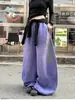 Calça de moletom feminina estilo retrô americano, novo modelo da primavera de 2026, caimento solto, modeladora, calça de moletom casual com efeito de caimento, calça cargo de perna larga, moderna