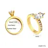 Anillo Popular de Diamantes de Seis Garras Transfronterizo, Anillo de Diamantes de Fila Única con Diseño de Nicho, Anillo de Acero Inoxidable Chapado en Oro de 18 Quilates para Mujer
