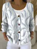 Sudadera con Botones de Cuello en V de Nuevo Estilo Transfronteriza de Manga Larga Otoño e Invierno Moda Impresa en 3D y Personalizada Chaqueta Suelta para Mujer