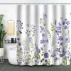 Cortina de Baño Verde Plantas de Amazon Cortina de Ducha Impermeable Antimoho Impresión Digital 3D Bosque de Flores Cortina de Baño Partición Sin Perforaciones