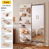 Painel Perfurado de Madeira Maciça Espelho de Vestir Porta Integrada Prateleira de Armazenamento Traseira Estilo para Casa Espelho de Corpo Inteiro para Parede Cabideiro de Entrada
