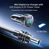 Cargador de Coche USB Digital Transfronterizo con Conector DC de Tres Usos, Cable de Carga para Coche Impermeable, Carga Rápida con Pantalla Digital