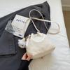 Bolsa Pequeña Casual Tejida con Cordón de Rayas Arcoíris para Mujer 2024 Nueva Bolsa de Hombro Combinable Estilo Occidental Bandolera Tipo Cubo