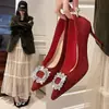 Zapatos de Tacón Alto con Puntera Puntiaguda y Pedrería Estilo Francés para Mujer, Zapatos de Salón Profesionales de Tacón Fino, Zapatos de Boda Rojos 2026, Zapatos Elegantes y Cómodos para el Trabajo