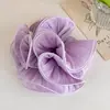 Elástico de Cabelo Plissado Multicamadas Sedoso e Suave para Mulheres com Toque de Luxo, Design de Botão de Flor em Gaze Brilhante, Pequena Faixa de Cabelo em Forma de Cintura