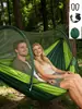 Hamaca Antimosquitos Columpio de Apertura Rápida Nailon Red para Mosquitos Estilo Camping al Aire Libre Patio Antidesgarro Tela de Paracaídas Doble Antivuelco