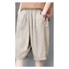 Pantalones de Cinco Puntos de Algodón y Lino para Mujer Verano Nuevo Cintura Alta Adelgazantes Casual Combinan con Todo Pierna Ancha Pantalones Cortos Rectos Pantalones Harlan