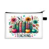 Bolsa de Maquiagem Estampada para o Dia dos Professores para Mulheres, Grande Capacidade, Presente para Professores, Bolsa de Armazenamento de Artigos de Higiene Pessoal, Pincéis de Maquiagem, Cosméticos