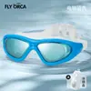 Gafas de Natación de Silicona, Marco Grande Electroplateado de Alta Definición, Antivaho, Impermeables, con Tapones para los Oídos Integrados, Gafas de Natación Unisex