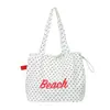 Bolso de Hombro de Lunares para Mujer 2026 Nuevo Estilo Coreano Casual Bolso Tote de Gran Capacidad con Estampado de Letras Bolso de Mano
