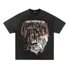 Camiseta Vintage Retro Americana Lavada Desgastada Manga Curta para Homens e Mulheres Vibe Estilo Preguiçoso Vintage Manga Meia Manga Escovada
