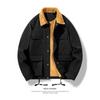 Chaqueta Abrigo de Lana de Cordero Vintage Traje Zhongshan Multibolsillo Traje Otoño Invierno Padre de Mediana Edad Chica Comercio Exterior Transfronterizo