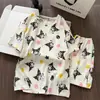 Novo Conjunto de Pijama Feminino de Algodão Nuvem Verão Manga Curta Gola Redonda Casual Plus Size Solto Roupa de Casa Feminina Peça Externa