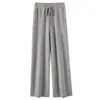 Nueva colección de primavera y otoño: Pantalones de lana suaves y amigables con la piel para mujer, con un diseño de punto fluido, corte recto y estilo hasta el suelo, perfectos para figuras petite.