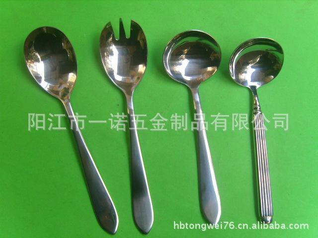 P-008P全不锈钢高档沙拉叉勺饭勺汤勺蛋糕铲面包铲三角铲