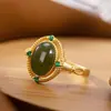 Chapado en Oro Esmerilado de 18K nuevo jade blanco Jade Jade jade diseño de personalidad de dama temperamento apertura anillo ajustable