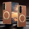 Funda magnética con soporte giratorio adecuada para Samsung ZFold8, elegante funda de cuero para teléfono con correa de muñeca anti-caída de mano para ZFold7