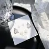 Pendientes de botón Retro Franceses de Rosa y Mariposa para Mujer Simples Elegantes de Gama Alta Dulces de Diseño de Nicho Modernos