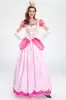Cosplay de Halloween: Mario, Princesa Peach, disfraz de princesa rosa, atuendo de escenario, vestido rosa de reina de fiesta