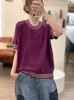 26 Primavera Nuevo Estilo Lino Lyocell Corte Holgado Adelgazante Elegante Juvenil Casual Suéter de Punto para Mujer