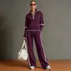 Conjunto Esportivo Casual Novo Amazon Transfronteiriço 2026: Conjunto de Duas Peças de Moletom com Gola Alta Color Block Estilo Europeu e Americano e Calça Wide Leg