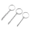 Set de Anillo para Llaves de Acero Inoxidable + Cadena de Cola, Anillo Plano Accesorios DIY, Colgante para Muñeca Coche, Llavero, Cadena Colgante