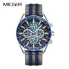 Reloj MEGIR para Hombre Deportivo de Cuarzo Luminoso Cronógrafo con Patrón de Panal Bisel Taquímetro 8121