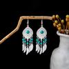 Pendientes con borlas de plata estilo étnico Miao, pendientes con borlas de turquesa bohemios, pendientes con atracciones turísticas de minorías étnicas