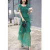 23329 Damei Ai Yuan 2025 Verano Nuevo Estilo Francés Impresionante Vestido con Volantes Estilo Vacacional Vestido Largo de Mujer