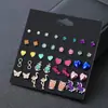 Amazon Lindo Conjunto de Pendientes de Animales de Aleación de Nicho Pendientes de Corazón Oso Conejo Exquisitos Pendientes Pequeños para Mujer