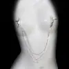 Novo Clipe de Mamilo de Luxo com Franja e Strass Corrente Pingente de Pérola Design Simples Clipe de Mamilo Sexy Corrente Corporal