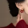 Pendientes Colgantes de Flor Pintados con Spray Coreanos Diseño de Nicho Pendientes de Alta Gama Pendientes de Moda Elegantes Versátiles Venta al por Mayor Mujeres