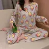Venta de Liquidación al por Mayor de Fábrica de Tallas Agotadas Pijamas de Manga Larga para Mujer para Primavera, Otoño y Verano, Ropa de Casa Linda para Estudiantes, Conjuntos de Niña con Cuello Redondo