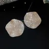 Aretes de aguja plateada con diamantes, diseño de flor ovalada de resina y gota de agua, estilo retro vintage, aretes versátiles